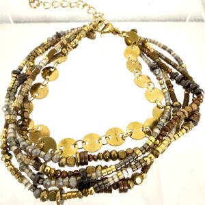 Bracelet perles miyuki et acier doré