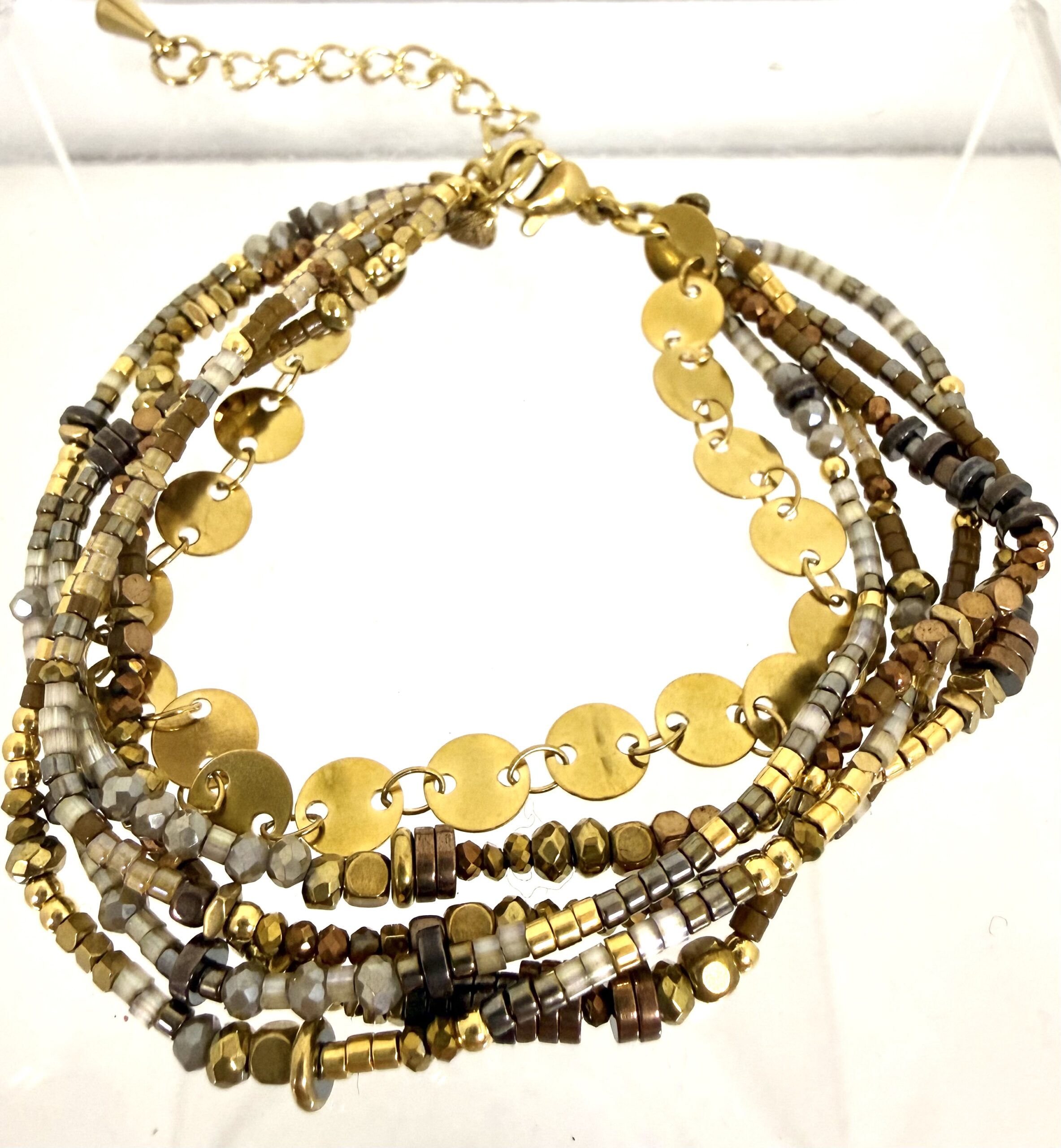 Bracelet perles miyuki et acier doré