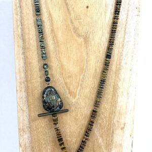 Sautoir oeil de tigre et turquoise