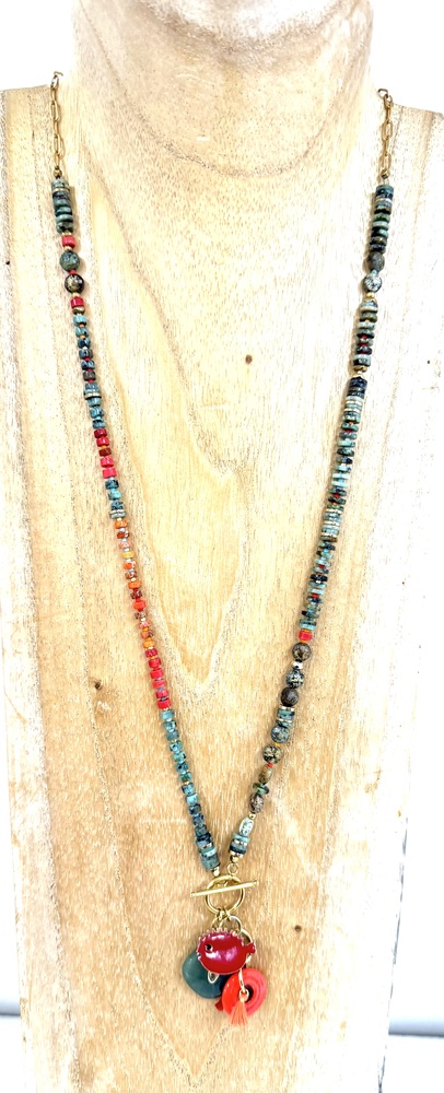 Sautoir turquoise pierre naturelle