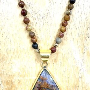 Sautoir Jaspe mokaïte et rhyolite