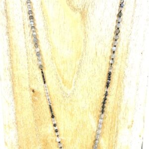 Sautoir Labradorite, hématite et quartz rutile noir